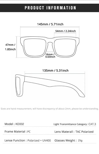 KDEAM Unisex Square Sunglasses Polarized Coated Lens Suitable For Driving Fishing Sunglasses Anti-Blue Light Computer Eyeglasses