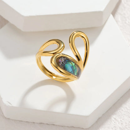 Freeteeme High-End Various Irregular Geometric Rings for Women Stainless Steel Shell-Set Open Rings Daily Versatile Accessories