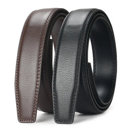 High Quality Genuine Leather Casual Belt Men, Adjustable Automatic Buckle Belts, Black/Brown Cuttable Ratchet Belt for men
