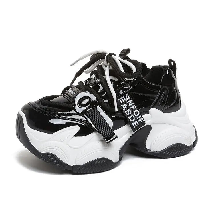 Women Chunky Sneakers Spring New Fashion Lace Up Red Platform Shoes Outdoor Trendy Versatile Casual Sports Shoes Zapatos Mujer