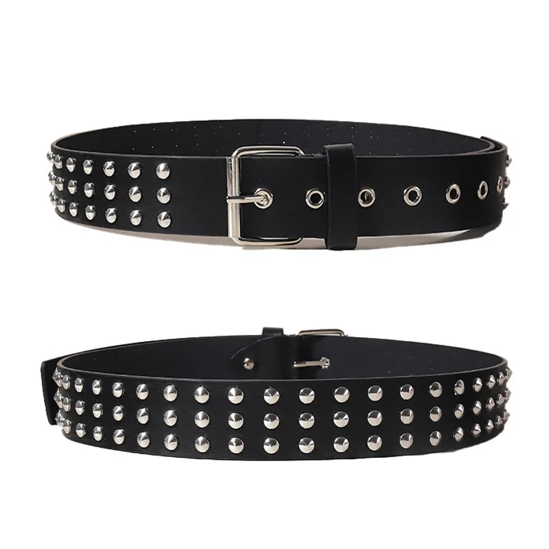 Black Belt for Women and Men, Unisex Personality Five-Pointed Star Studded Buckle Jeans Belt for Men Business style High Quality