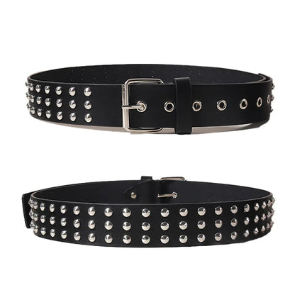 Black Belt for Women and Men, Unisex Personality Five-Pointed Star Studded Buckle Jeans Belt for Men Business style High Quality