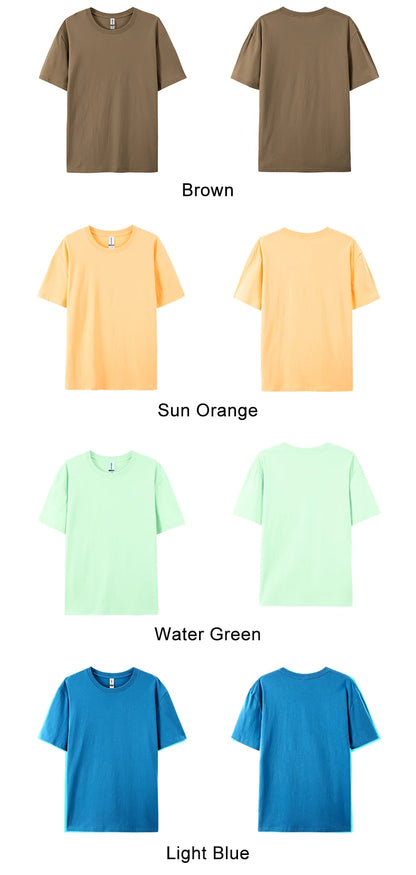 100% Cotton Solid Tshirts Men Woman Short Sleeve Fashion Brand Trend Casual Soft Clothing Tees Customized Products Summer Tops