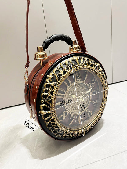 Luxury Designer Purses and Handbags Shoulder Bags funny clock-shaped bag funny Women's round bag pu leather Woman's bag