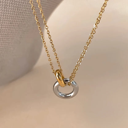 eManco Stainless Steel two-color pendant Necklaces For Women Chokers Trend Fashion Festival Party Gift Jewelry