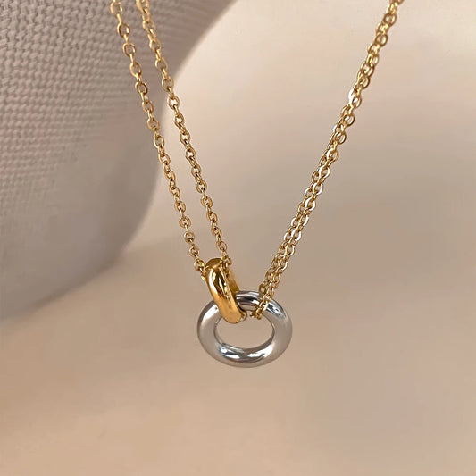 eManco Stainless Steel two-color pendant Necklaces For Women Chokers Trend Fashion Festival Party Gift Jewelry