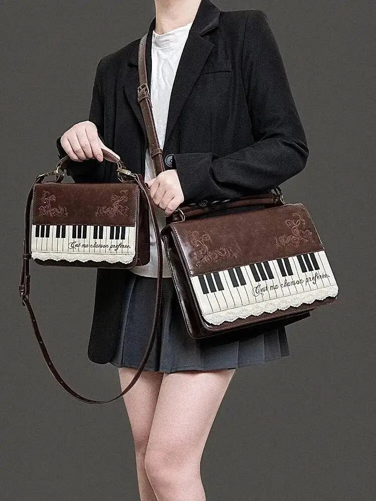 New Vintage Piano Shoulder Bag Womens Brown Crossbody Bag Y2k Girls Transparent Ita Bag Personalized Backpack Aesthetic Handbags