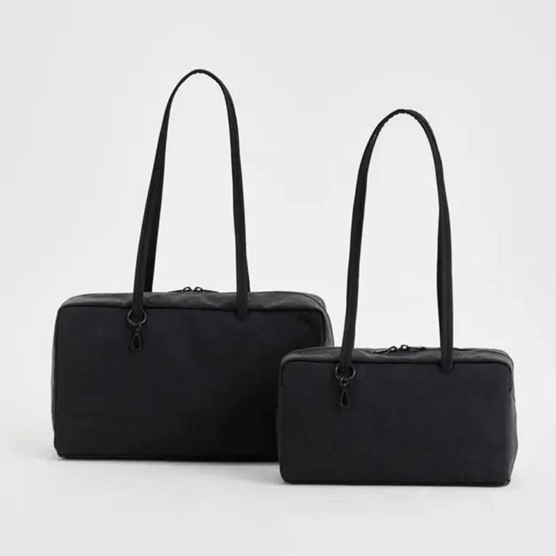Simple Large-capacity Square Shoulder Bag Fashion Plaid Nylon Handbag Durable Canvas Material Travel Bag Daily Use Storage Bag