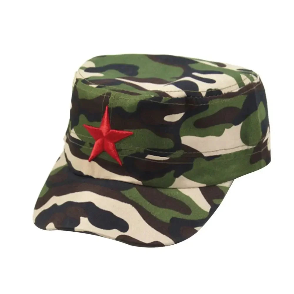 Unisex Cotton Men Cap Spring Summer Beach Outdoor Street Street Cool Church Sunhat Flat Top Hat With Red Star Dropshipping