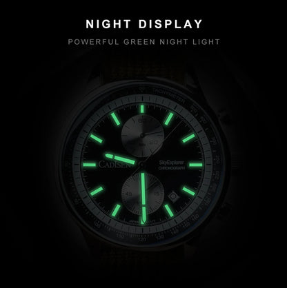 CADISEN New Mens Watches Luxury Quartz Watch For Man Chronograph Japan MIYOTA 0S11 Men Gift Luminous Waterproof Canvas Wristwatc