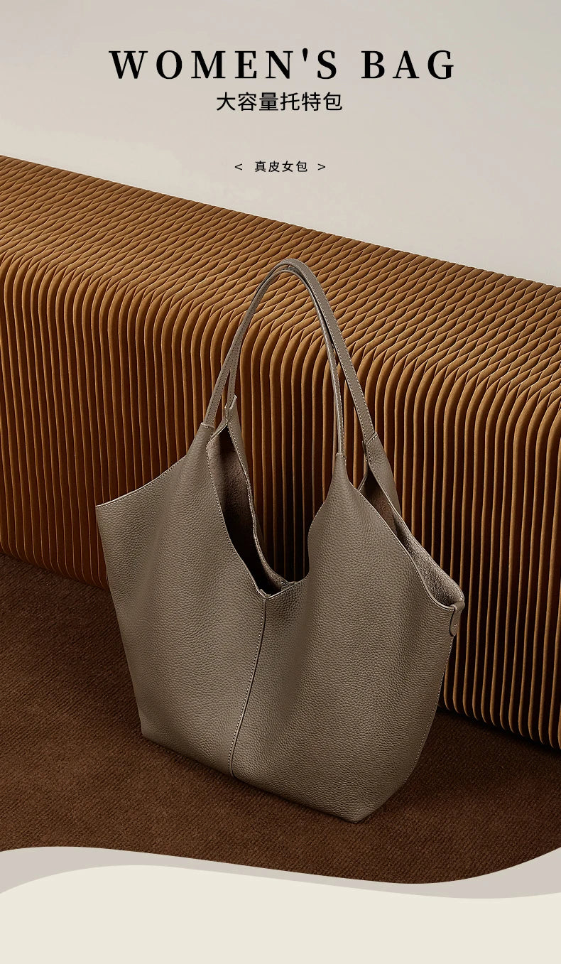 Hifashion Cow Genuine Leather Large Underarm Shoulder Bags For Women 2026 Luxury Designer Shopping Tote Office Ladies Handbags