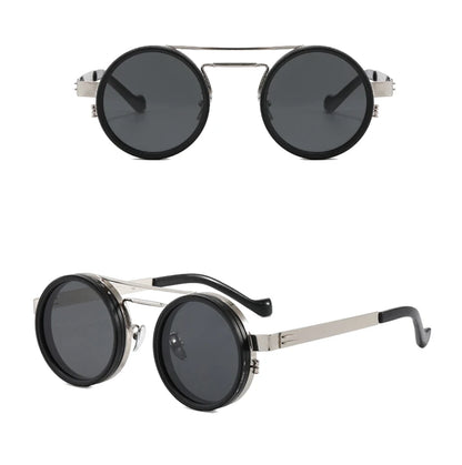 SHAUNA Retro Metal Round Punk ND9-level Adjustable Dimming Sunglasses Women Polarized UV400 Fashion Men Outdoor Sun Glasses