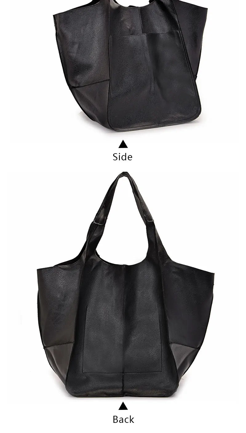 Rretro Handmade Big Beach Tote Bag High Capacity Zipper Shoulder Solid Color Multifunction Handbags For Ladies