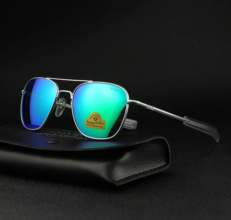 RE Sunglasses Men Top Quality Anti-Scratches American Army Military Mirror AGX Tempered Glass Lens Pilot Sun Glasses UV400