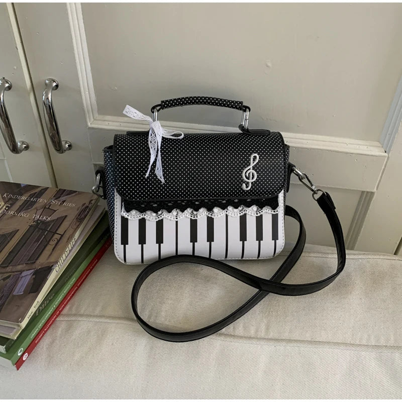 Fashion Polka Dot Ladies Piano Bag New Style Niche Underarm Shoulder Bag Sweet Personality Piano Backpack Women's Bag Square Bag