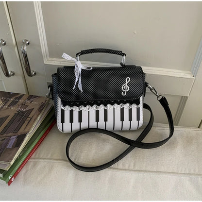 Fashion Polka Dot Ladies Piano Bag New Style Niche Underarm Shoulder Bag Sweet Personality Piano Backpack Women's Bag Square Bag