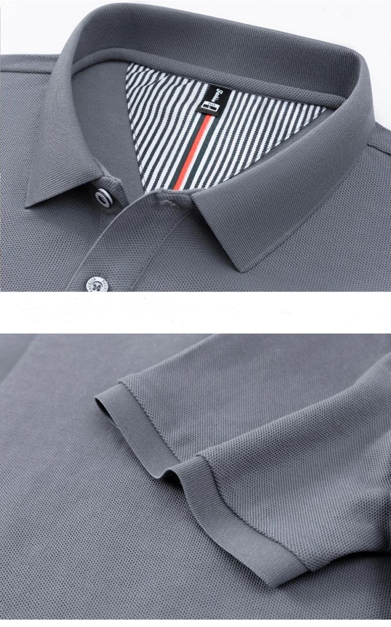 100% pure cotton men's breathable short sleeve T-shirt high-end luxury brand embroidered loose casual summer business polo shirt