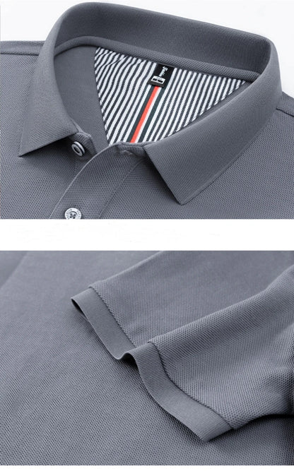 100% pure cotton men's breathable short sleeve T-shirt high-end luxury brand embroidered loose casual summer business polo shirt