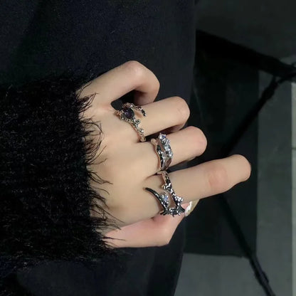 Fashion Trend Pink Crystal Bowknot Heart Rings Zircon Ring Y2K Shiny Zircon Rings for Women Girls Party Aesthetic Jewelry 2024 N