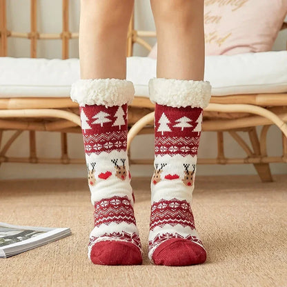 Christmas Gift Thermal Socks Women Winter Warm nightwear Plush Soft Floor Fuzzy Fluffy Fur Slipper Sock Thick Ladies Cute Cow