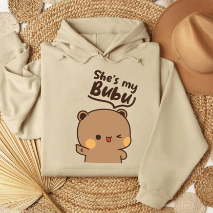 Bubu Dudu Bear Couple Hoodies Matching His and Hers Outfit Casual Cute Couple Outfits Fall Winter Men Women Daily Life Apparel