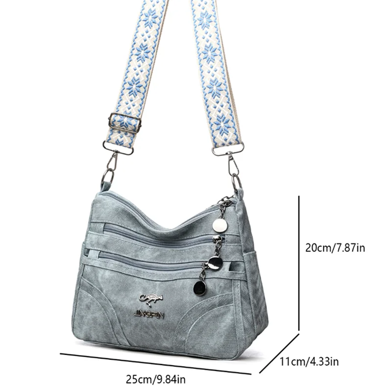 Vintage Style Shoulder Bag for Women Multi Layer Versatile Faux Leather Crossbody Bag Casual Handbag Purse with Zipper Closure