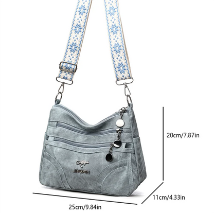 Vintage Style Shoulder Bag for Women Multi Layer Versatile Faux Leather Crossbody Bag Casual Handbag Purse with Zipper Closure