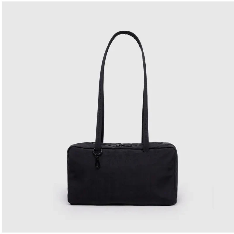 Simple Large-capacity Square Shoulder Bag Fashion Plaid Nylon Handbag Durable Canvas Material Travel Bag Daily Use Storage Bag