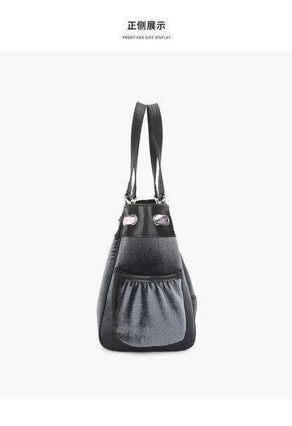 Ladies Large-Capacity Tote Bag Y2K Women Vintage Retro Chic Embroidery Velvet Handbags Girl Shopping Shoulder Bag Women's Purses