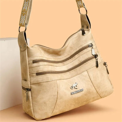 Vintage Style Shoulder Bag for Women Multi Layer Versatile Faux Leather Crossbody Bag Casual Handbag Purse with Zipper Closure