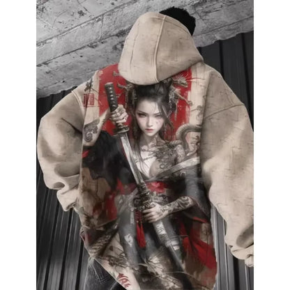 Japanese Anime 3d Print Hoodie Men Women Fashion Sexy Samurai Tracksuit Casual Hoodie Sweatshirt Autumn Winter Clothes Y2k Coat