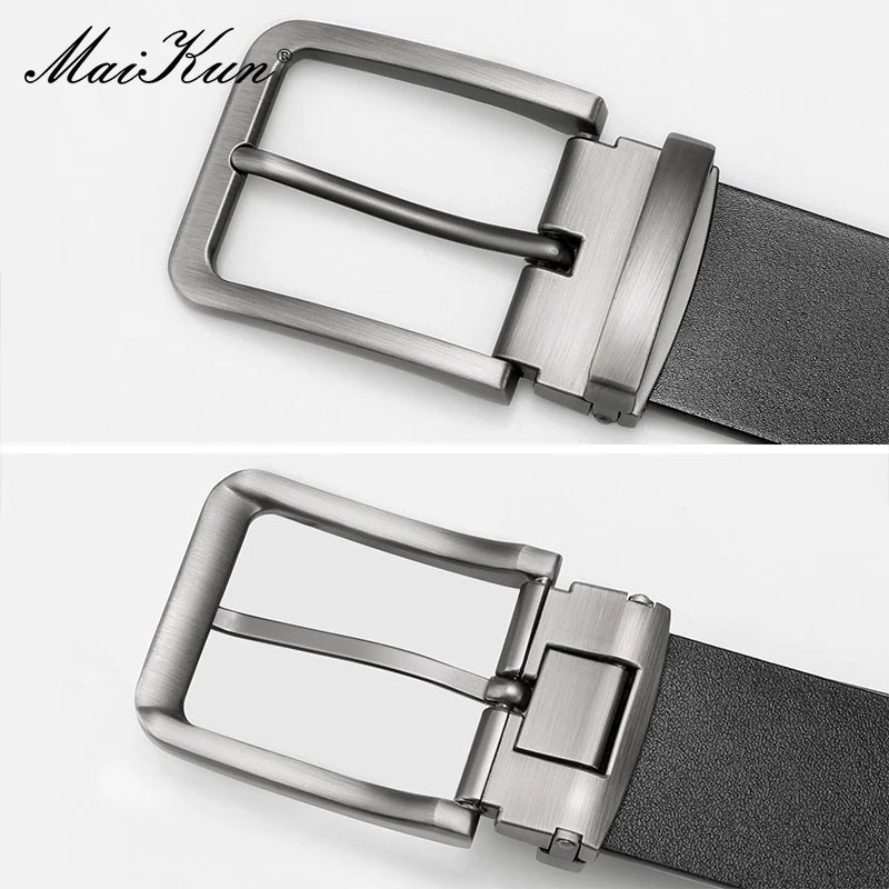 Maikun Genuine Leather Men's Belt Large Size Casual Belt   Alloy Pin Buckle Business Suit Belt Father's Day Present Gift