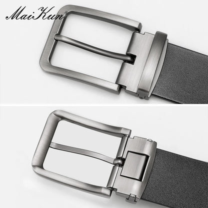 Maikun Genuine Leather Men's Belt Large Size Casual Belt   Alloy Pin Buckle Business Suit Belt Father's Day Present Gift