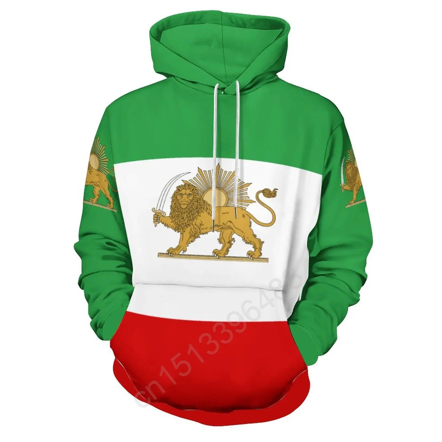 Iran Lion With Sun Flag 3D Hoodie Polyester Cool Men Women Harajuku Sweatshirt Unisex Casual Pullover Hoodies Custom Name