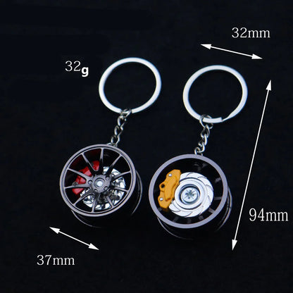 Fashion Metal Wheel Hub Keychain Fidget Spinner Toys Rotating Car Wheels Pendant Key Chains Birthday Fathers Day Party Gift
