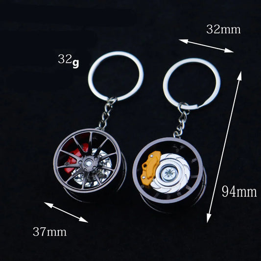 Fashion Metal Wheel Hub Keychain Fidget Spinner Toys Rotating Car Wheels Pendant Key Chains Birthday Fathers Day Party Gift