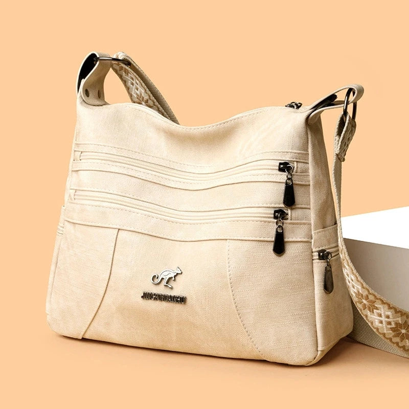 Vintage Style Shoulder Bag for Women Multi Layer Versatile Faux Leather Crossbody Bag Casual Handbag Purse with Zipper Closure