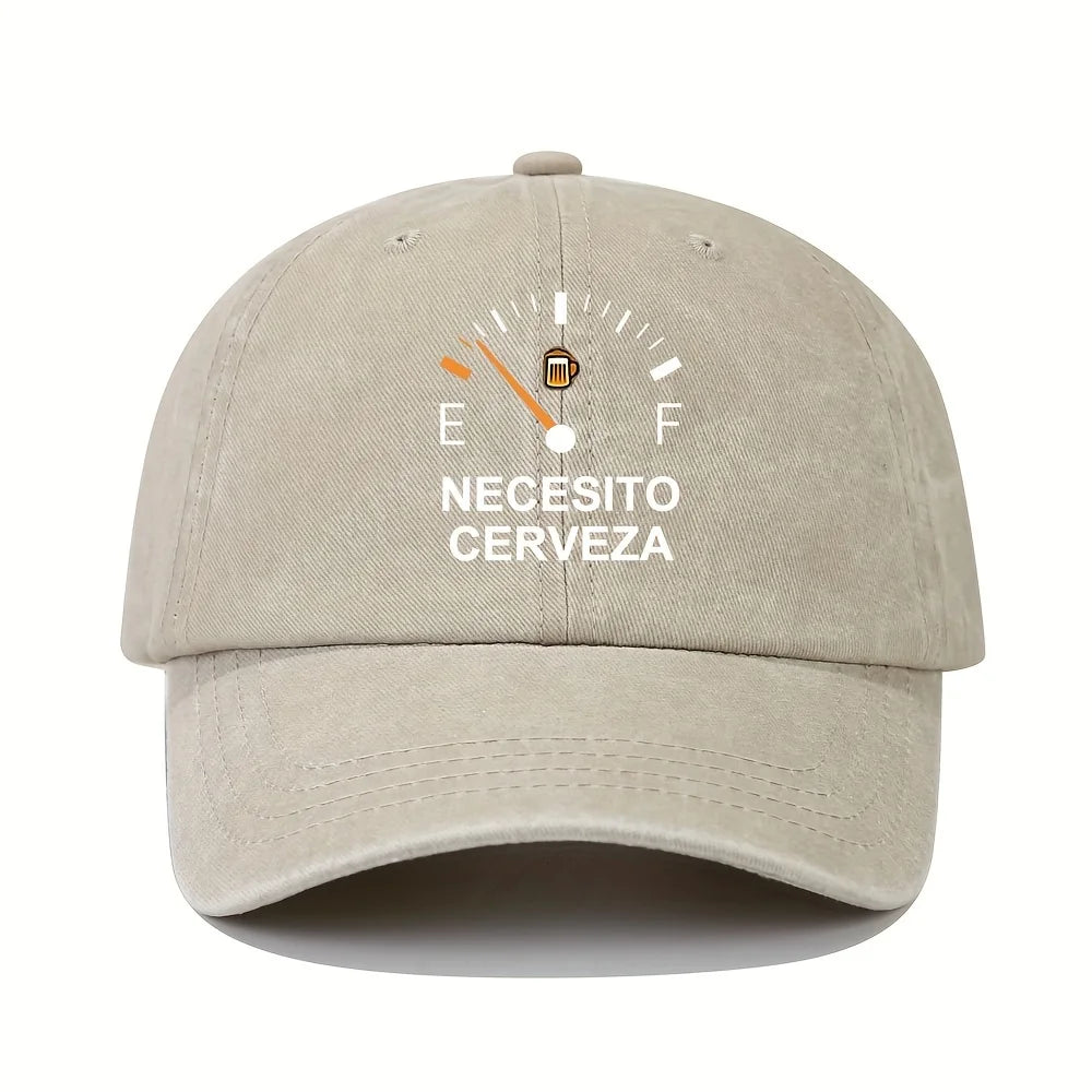 NECESITO CERVEZA pattern printed vintage duckbill cap, fashionable retro curved brim baseball cap, casual outdoor sun hat