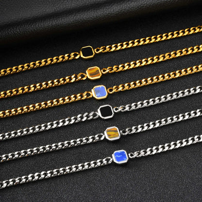 Vnox 5mm Width Adjustable Chain Bracelet for Men, Stainless Steel Acrylic Six-Sided Polished Jewelry Gifts for Husband Son‌ Him