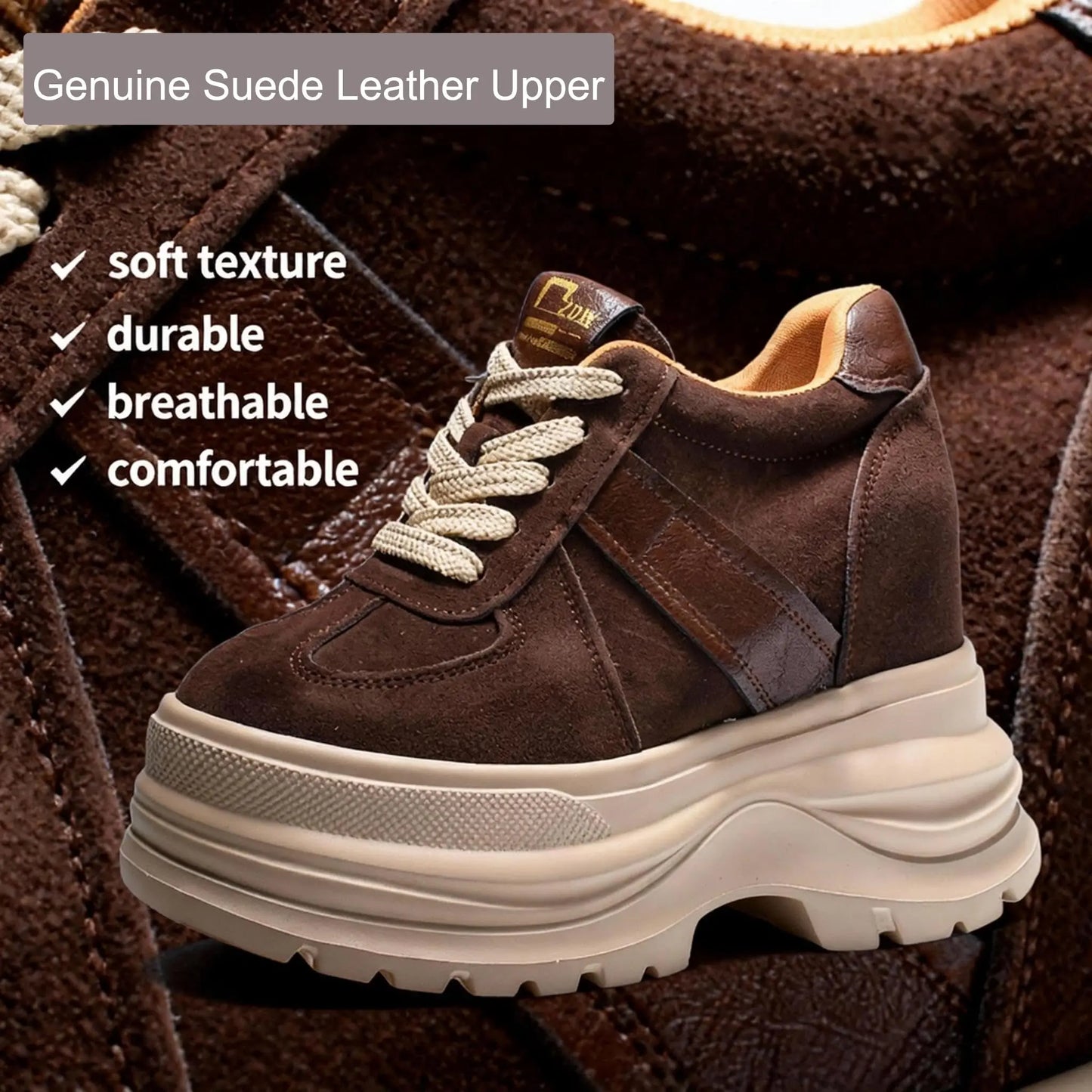 Fujin Elevator Shoes for Women Fall Spring New Platform Sneakers 12cm Height Increase Chunky Shoes for Petite Women Chunky Shoes