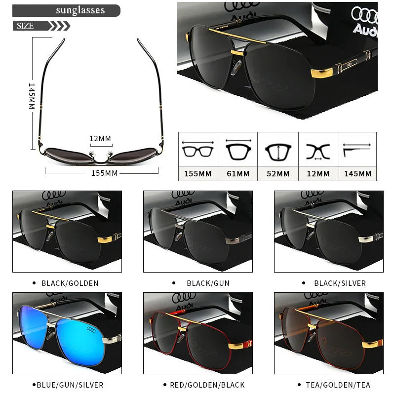 Audi Polarized UV400 Driving Sunglasses for Men/Women Square Frame Glasses Wholesale Gift for Auto Enthusiasts