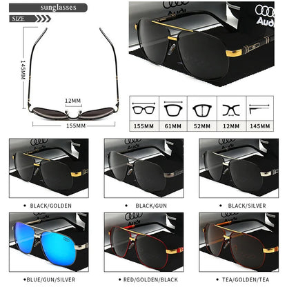 Audi Polarized UV400 Driving Sunglasses for Men/Women Square Frame Glasses Wholesale Gift for Auto Enthusiasts
