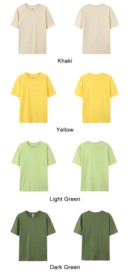100% Cotton Solid Tshirts Men Woman Short Sleeve Fashion Brand Trend Casual Soft Clothing Tees Customized Products Summer Tops