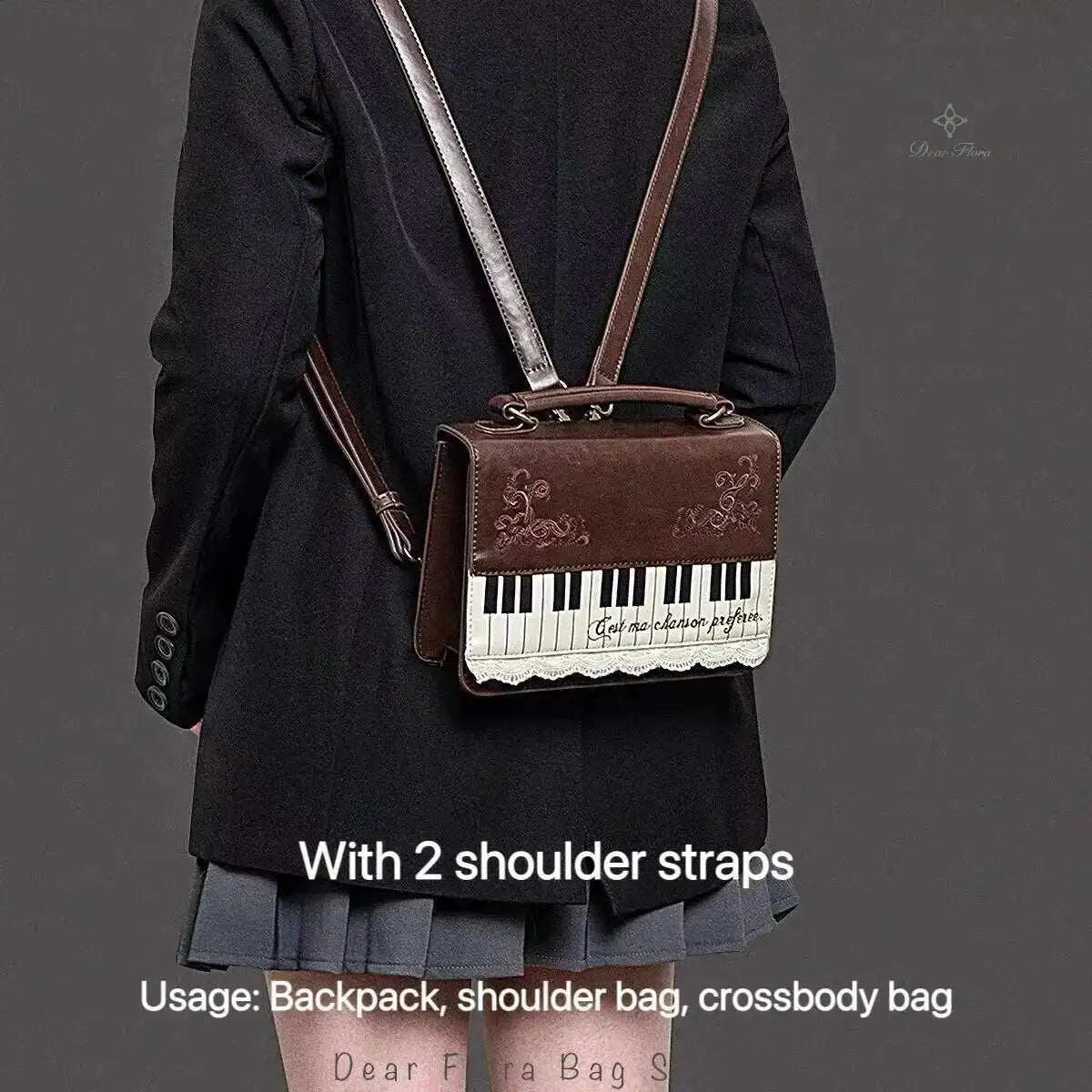 New Vintage Piano Shoulder Bag Womens Brown Crossbody Bag Y2k Girls Transparent Ita Bag Personalized Backpack Aesthetic Handbags