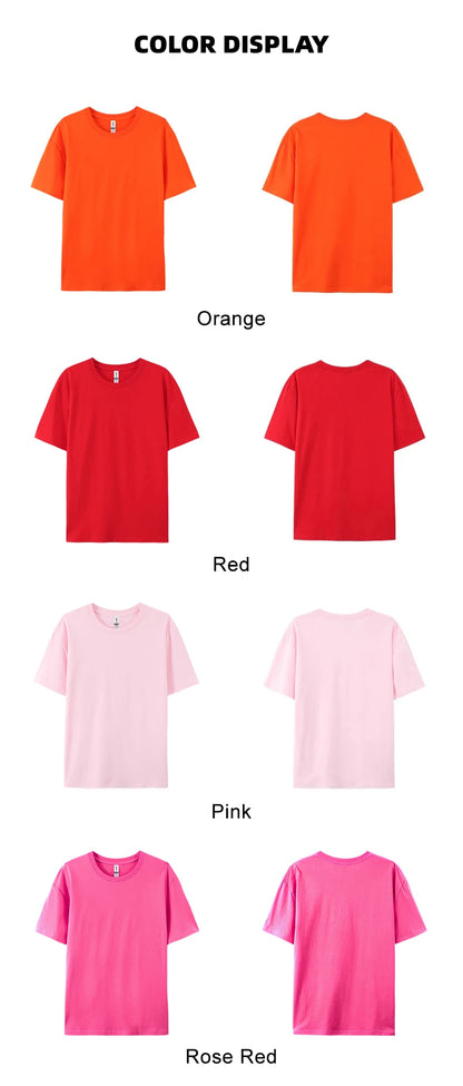 100% Cotton Solid Tshirts Men Woman Short Sleeve Fashion Brand Trend Casual Soft Clothing Tees Customized Products Summer Tops