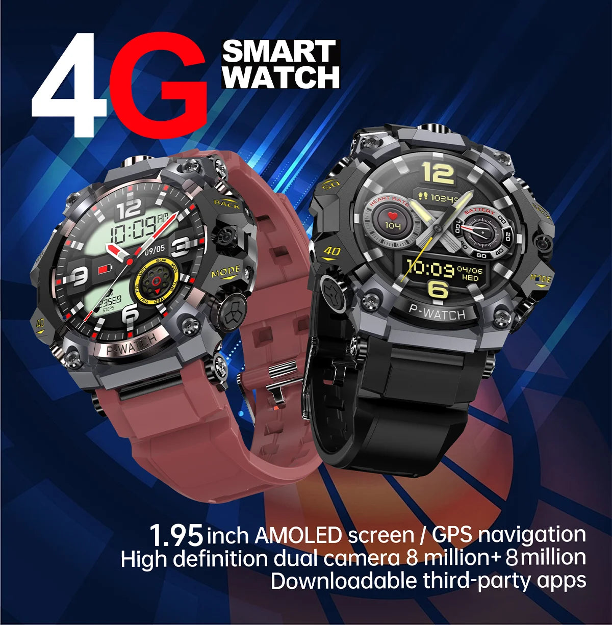 Q668 Smartwatch Android 10.0 Smart Watch With 1.95 inch Amoled HD Screen inset 4g/5g Sim Card GPS WIFI IP68 Waterproof 512GB