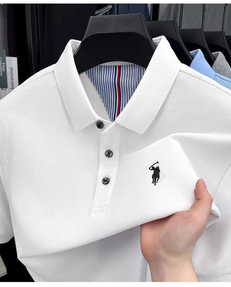 100% pure cotton high-end brand men's short sleeve polo shirt summer fashion original pony embroidery golf Paul  casual T-shirt