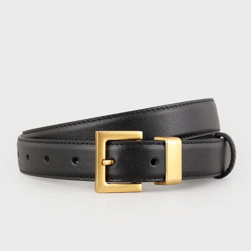 Fashion Women's High Quality Golden Buckle PU Leather Casual Belt Best Matching Dress Jeans Belts Women Accessory Designer Belt