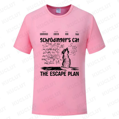 T Shirt for Men Clothing Fashion  Cat The Escape Plan Geeky Printed T Shirts Harajuku Short Sleeve Tee Casual Men's Clothing