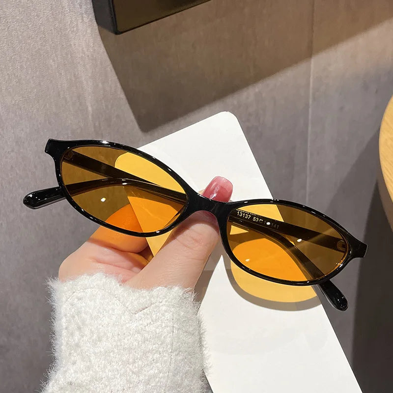 Cute Oval Small Frame Sunglasses Women New Retro Style Sexy brown Sun Glasses Ladies trendy Fashion Decorative Shades Eyeglass